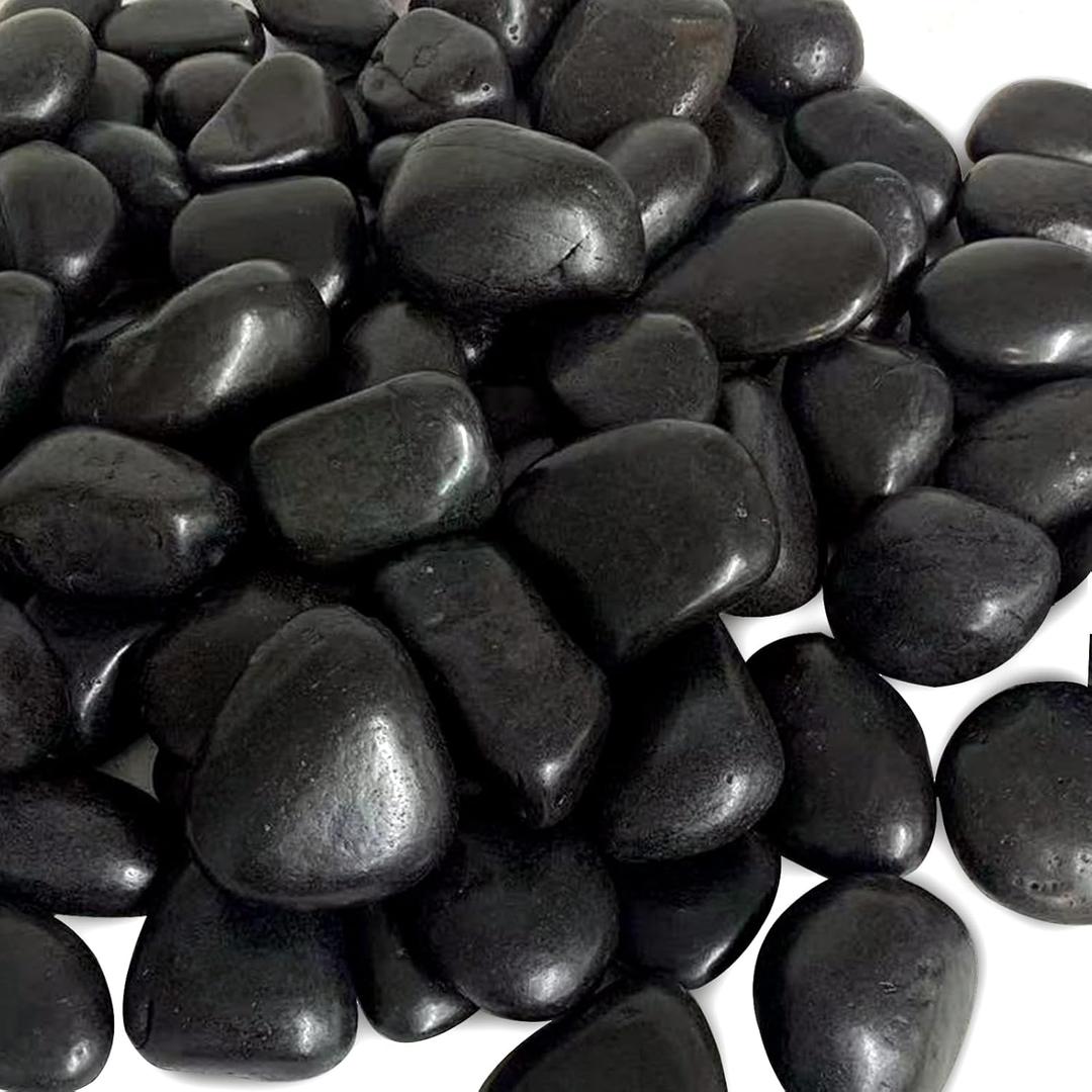 FANTIAN 5 Pounds Black Natural Decorative River Pebbles  2-3 Inch Black Polished Decorative Pebbles for Garden Landscaping, Home Dcor, Outdoor Paving River Rocks, Rocks for Painting