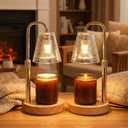 Glimra 2 Pack Candle Warmer Lamp with Timer,Dimmable Adjustable Height Candle Heater Birthday Gifts for Women Mom Sister Friends,House Warming Gifts New Home Candle Lamp Warmer with 4 Bulbs