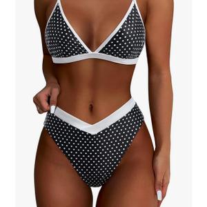SUUKSESS Women Triangle High Cut Bikini Sets Sexy High Waisted 2 Piece Swimsuit Small