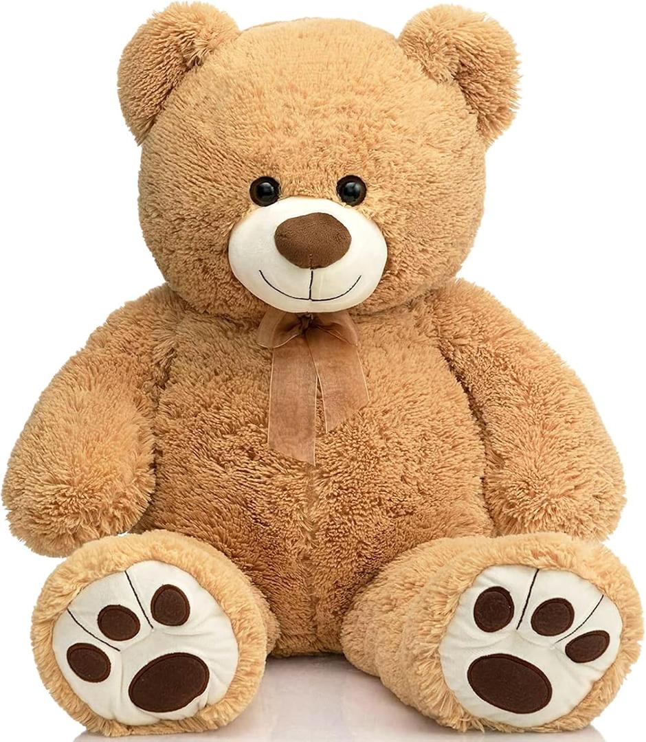 HollyHOME Teddy Bear Stuffed Animal Plush Giant Teddy Bears with Footprints Big Bear 36 inch Tan