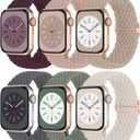 Braided Solo Loop Compatible with Apple Watch Band 38mm 40mm 41mm 42mm 44mm 45mm 46mm 49mm Women Men, Adjustable Stretchy Bands Elastic Sport Wristbands for iWatch Series 10 9 8 7 6 5 4 3 2 SE Ultra 2 (38mm/40mm/41mm/42mm-Series 10, Starlight/Pink/Milk Tea/Cactus/Deep Gray/Dark Cherry)