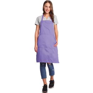 BIGHAS Adjustable Bib Apron with Long Ties for Women Men 18 Colors Chef Kitchen Cooking (Lavender)