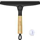 MR.SIGA All Purpose Silicone Squeegee for Shower Door, Mirror, Glass, Streak Free Shower Squeegee, Pivoting Bamboo Handle, Includes 1 Suction Hook, 10 inch Wide, Black, 1 Pack