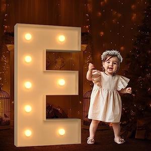 Tongjoy 3FT Marquee Light Up Letters, Large DIY Giant Letters for Baby Shower Birthday Party Backdrop Decorations, Wedding Decor, Kids' Mosaic Kits Letter E