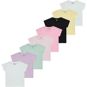 Pink Angel Girls' 8-Pack Cotton T-Shirts Crew Neck Short Sleeve Tees, Solid Color Multipack, Sizes 416