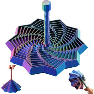 3D Printed Star Easter Fidget Toys Adults Teen with Detachable Handle, Dual Motion Sensory Toys with Auditory Feedback,Color-Changing Spiral for Stress Relief and Focus,Gifts for ADHD and Office Desk, 0.6 inches