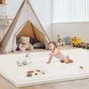 Baby Play Mat for Floor Nursery Rug Muscle Mat Area Rug Playroom Rug 79"x79" Playpen Mat Elastic Foam 1.3" Thick Crawling Mat for Babies, Toddlers, Infants, Kids, Cream