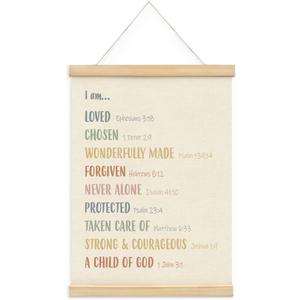 Wheatwin Inspirational Christian Wall Decor, Motivational Poster Hanger Frame, Positive Affirmations Wall Decor, Child of God Scripture Poster, Nursery Decor 12x16