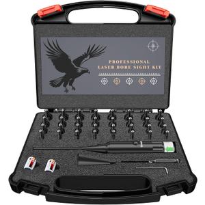 Bore Sight Laser Professional Green Laser Bore Sight Kit with 32 Adapters fit 0.17 to 12GA Calibers, Multiple Caliber Green Bright Bore Sighter Laser Powerful Support for All Gun, Rifle, Pistol