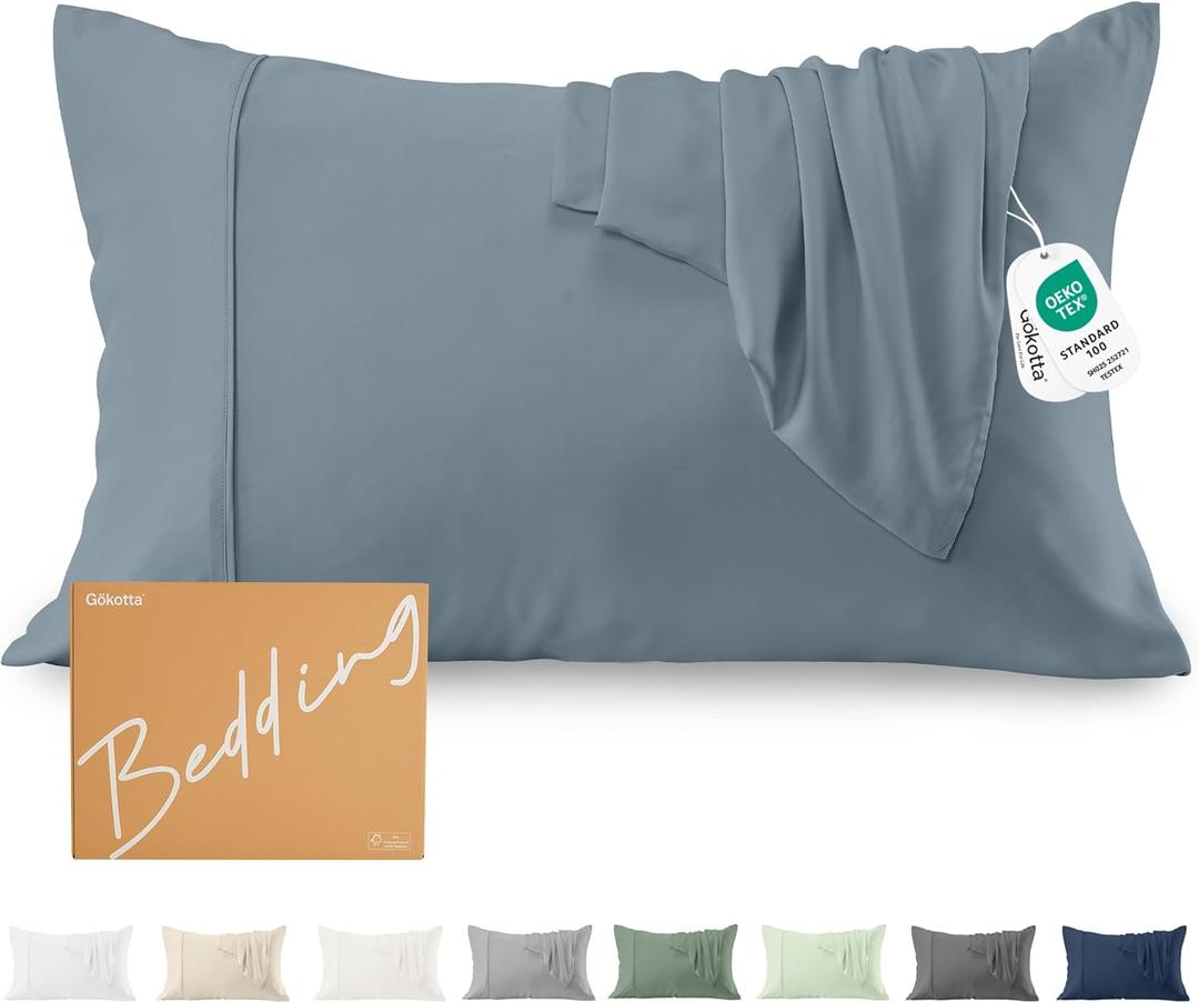 GOKOTTA Soft Standard Pillow Cases, Luxury Silky Cooling Pillow Cases for Hot Sleepers, 100% Rayon Derived from Bamboo, Envelope Closure and Reversible Pillowcases for Hair and Face(20"*26")