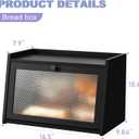 Large Farmhouse Bread Box with Window, Bread Storage Container for Kitchen Countertop, Black