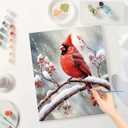 Red Cardinal Paint by Numbers Kit for Adults - DIY Bird Painting on Canvas, Adults' Paint-by-Number Kits Acrylic Paint Set for Beginners, Wildlife Art Kit for Home Decoration or Gifts (8X12IN Framed)