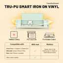 TransOurDream Tru-PU Smart Iron On Vinyl Roll 13in x 15ft for AIR 2, Explore 3, Maker 3, Cameo, Matless Cutting for Long cuts, Matte White Heat Transfer Vinyl for T-Shirts, Thinner, Soft