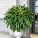 MARTINE MALL 2Pcs 48''/ 88 Leaves XXL Large Fake Ferns Artificial Ferns for Outdoors, UV Resistant Faux Boston Fern for Outdoor Planter Realistic Hanging Artificial Fake Plants for Porch Patio