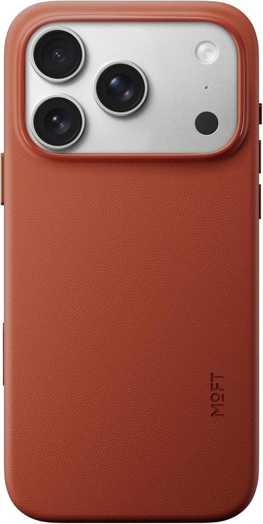 MOFT MOVAS Snap Case for iPhone 17 Pro, MagSafe Compatible, SoftTouch Vegan Leather, Classic Minimalist Design, Lightweight, StainResistant & Camera Protection, Clay