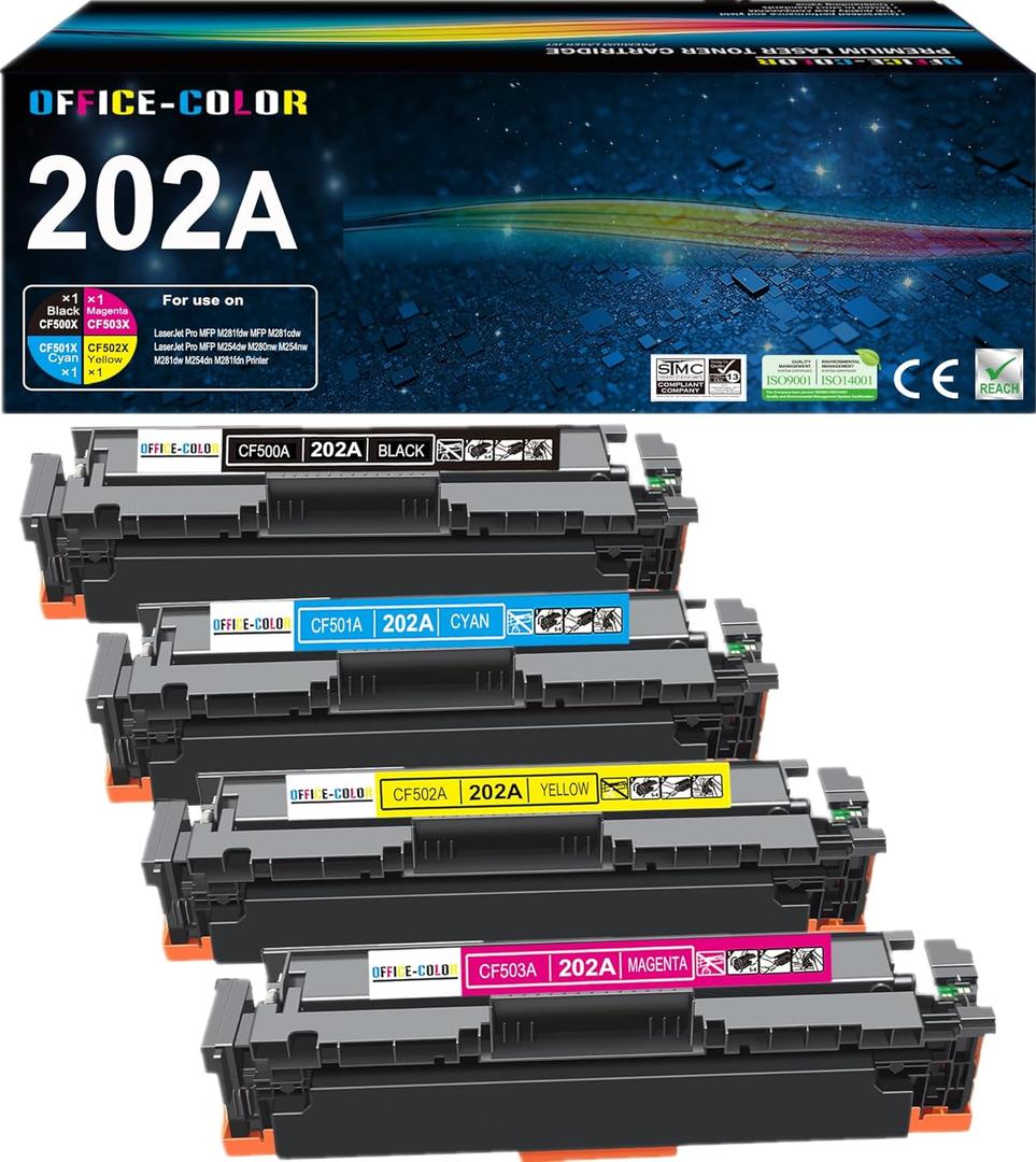 202A Toner Cartridges - Replacement for HP Color LaserJet Pro M254dw M254 MFP M281cdw, M281fdw M281fdn M281 Series (Black,Cyan,Magenta,Yellow 4Pack)