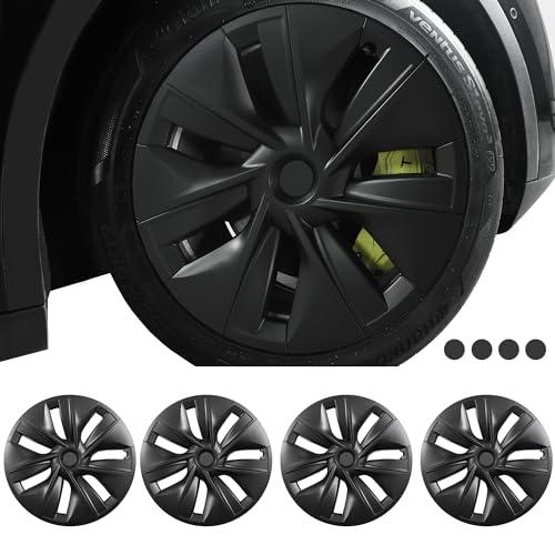 FORAUTOMOD Tesla Model Y 19 Inch Wheel Covers, Matte Black, 4 Pcs, ABS Material, Snap-On, Fits Tesla Model Y, 19-inch Wheel Compatible