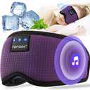 TOPOINT Sleep Mask with Bluetooth Headphones, Breathable Silk Eye Mask for Sleeping Men Women, Bluetooth Sleep Mask Blackout with Speakers, Microphone Handsfree, USB C for Travel Meditation Gifts (Purple)