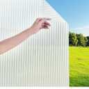 Hilarious Reeded Glass Privacy Film Frosted Window Cling Window Privacy Film 3D Decor UV Blocking Heat Control Static Cling Vinyl, No Glue Removable Cover for Bathroom Living Room Office