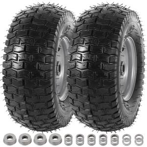 AR-PRO (2 Pack) 13 x 5.00-6 Lawn Mower Tire and Wheel for Riding Mower Lawn Tractor, 3" Centered Hub and 3/4" Bushings, 4-Ply Tubeless Turf-V Pattern