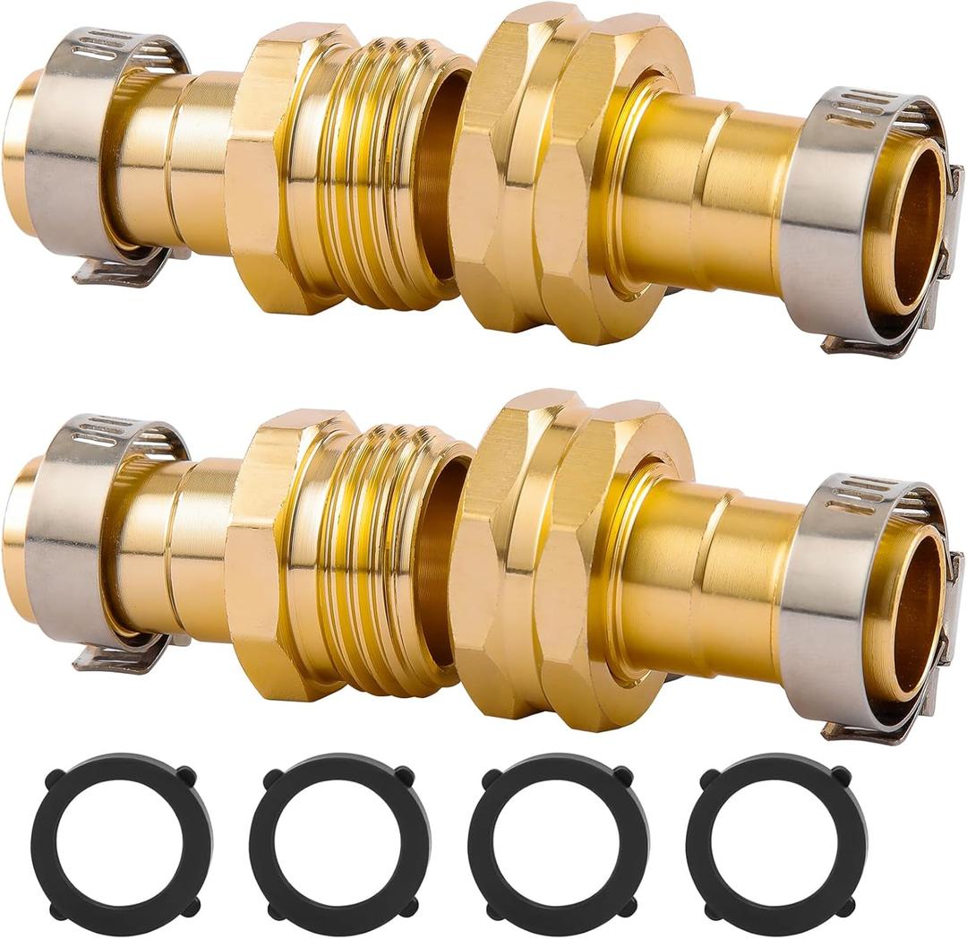 Garden Hose Repair Connector with Clamps, Fit for 3/4 Inch or 5/8 Inch Male and Female Garden Hose Fittings, 2 Set