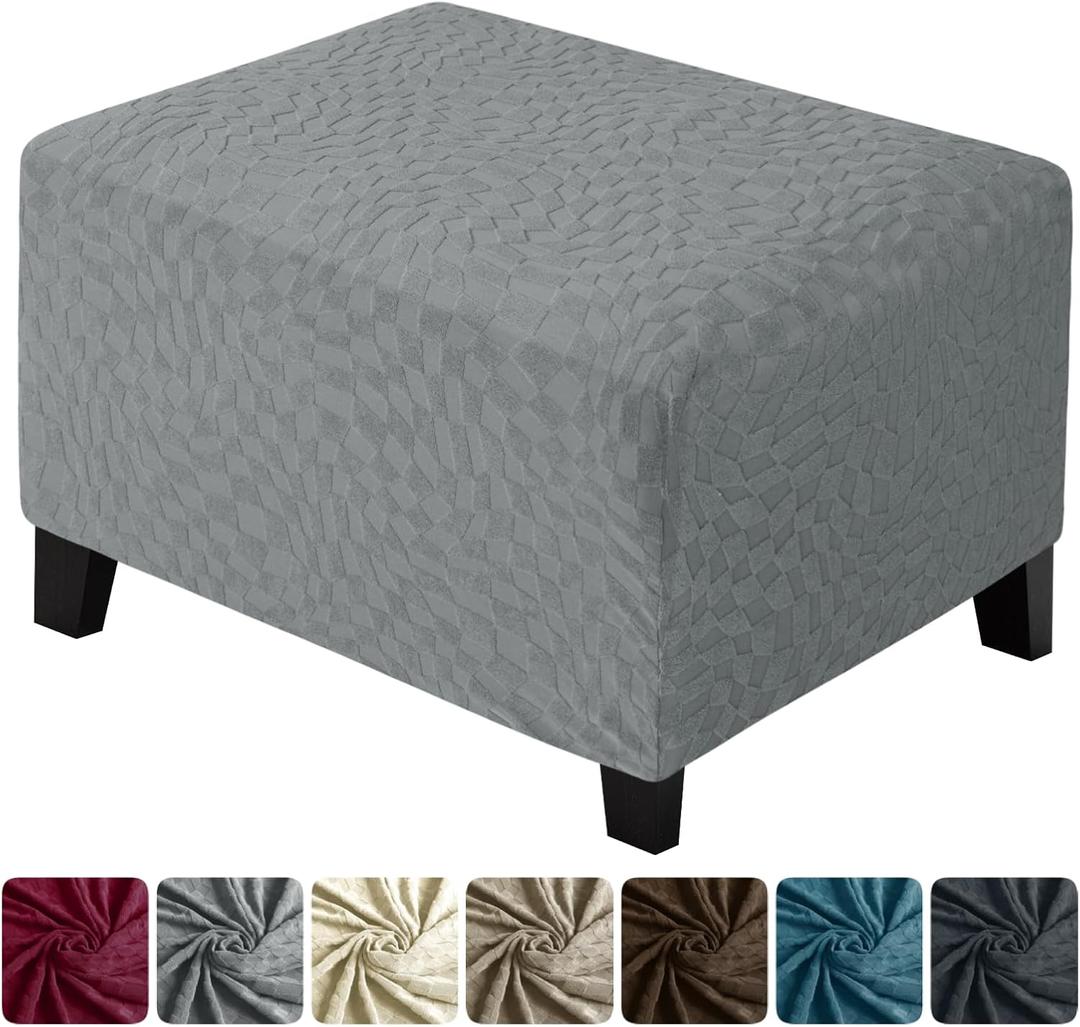 ZNSAYOTX Ottoman Covers 2025 Fashion Rectangle Footrest Slipcovers, Universal Square Stool Cover with Elastic Bottom, Soft Durable Washable Footstool Cover Ottoman Foot Stool Protector (Extra Small) (Light Grey)