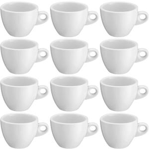Reallnaive 12 Pcs Porcelain Espresso Cup Set 5 oz 150 ml White Tiny Ceramic Coffee & Tea Mugs for Cafes Offices Homes and Restaurants