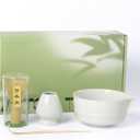 Matcha Whisk Set,Ceramic Matcha Set,with Ceramic Bowl,Bamboo Whisk&Holder,Scoop,Authentic Japanese Matcha,for Matcha Lovers,Gift for Family/Friend(Porcelain white)