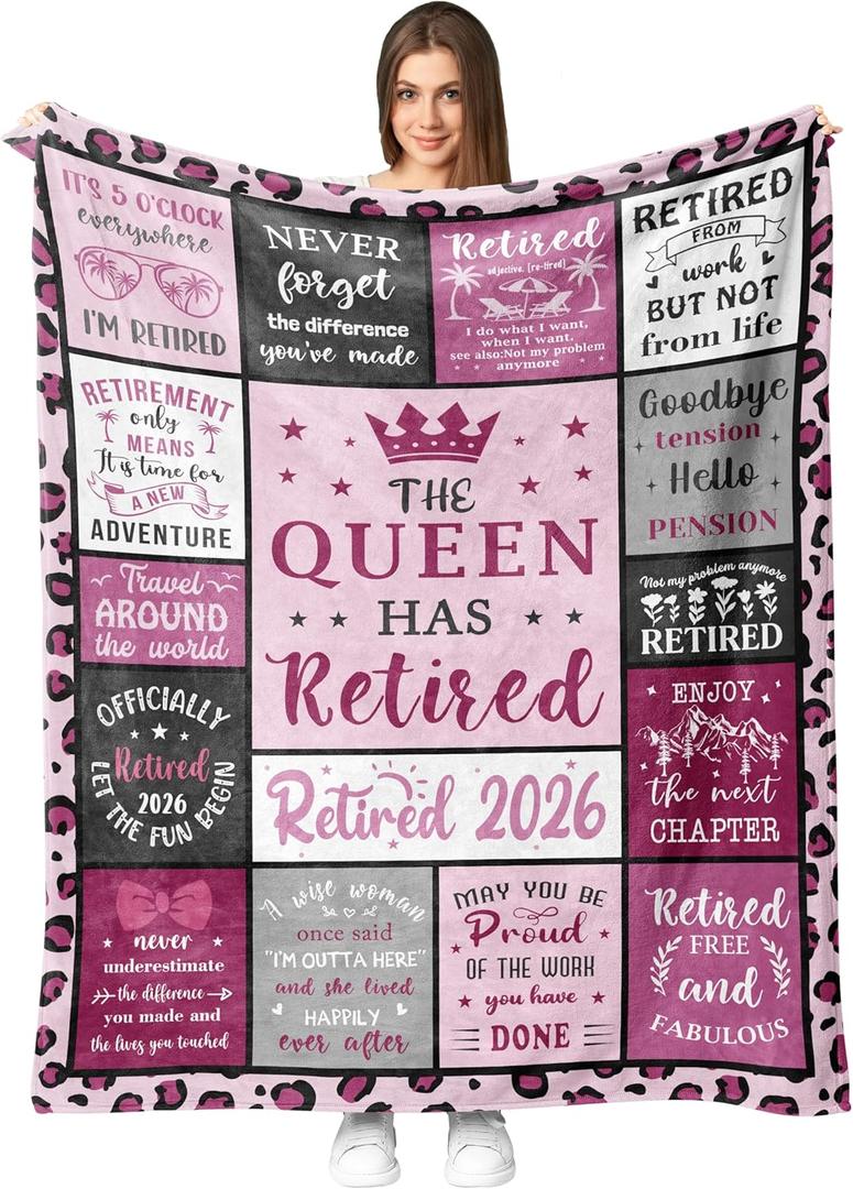 Retirement Gift for Woman - Retired Gifts for Women/Teacher/Coworker/Nurse/Retirees 2026 - Farewell Going Away Goodbye Gifts for Coworkers - Retirement Party Decorations Blanket 50''x60''