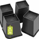 Bed Risers 2 inch, 3 inch, 4 inch, 6 inch, 8 inch Heavy Duty, Oversized Furniture Riser for Couch Sofa Table Chair Leg Frame Dorm, Support up to 6000 Lbs (Black Full 4 Pack, 6 inch)