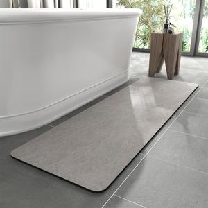 MontVoo -Bath Mat Rug-Rubber Backing Non Slip Quick Dry Absorbent Thin Bathroom Rugs Fit Under Door-Faux Suede Surface Bathroom Floor Mats-Shower Rug for in Front of Bathtub Shower Gray 17"x59" (Grey)