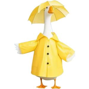 FLAIR GIFTS Yellow Raincoat Goose Outfits Porch Goose Waterproof Clothes with Umbrella Hat Rubber Duckie Fits 23" Geese Statue for Spring Summer Garden Lawn Patio Yard Outdoor Decor (Rubber Duckie)