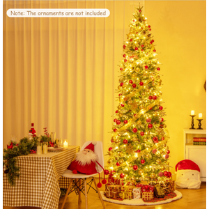 Total Tactic CM24991US-L 9 ft. Pre-Lit Artificial Snow Flocked Hinged Christmas Tree