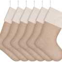 DECORA Natural Jute Burlap Christmas Stocking Fireplace Hanging for Gifts Goodies Handmade Projects Set of 6