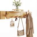 Mid Century Modern Walnut Foldable Entryway Wall Coat Hanger Hook with Shelf,Heavy Duty Wooden Piano Hidden Towel Hooks for Bathroom,Wall Rack for Purse&Key&Mail,Home Decor (Natural, 7 Hooks)