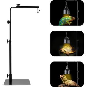 LUCKY HERP Reptile Lamp Stand, Adjustable 14-32 inch Metal Floor Light Holder, Heat Lamp Stand Reptile Light Stand for Glass Terrarium Heating Light & Dome Lampshade (L)