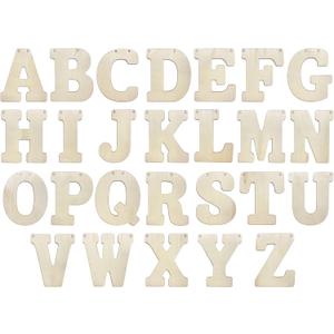 5 Inch 66 Pieces Wooden Letters Unfinished Wood Alphabet Letters for Crafts (2 Sets of A-Z with Extra Vowels)