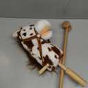 HollyHOME Stick Horse Plush Handcrafted Hobby Horse on a Stick with Wood Wheels Real Pony Neighing and Galloping Sounds for Kids Toddlers Appaloosa 36 Inches (AA Batteries Required) (Spotted)