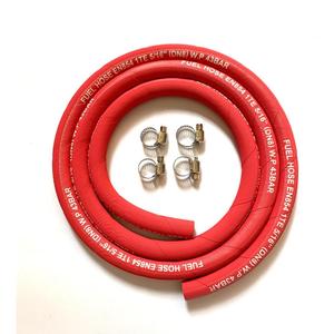 Fuel Line Hose 5AN 5/16" High Pressure Hose 2.8Mpa 400PSI 8mm 5FT for Fuel Systems Engines Tube Hose Multiple Size Options,Implementation Standards:EN854,Red (Attached Hose Clamp)