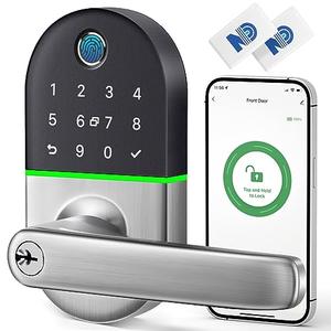 Smart Keypad Door Lock with Handle: NICE DIGI Keyless Entry Fingerprint Lock for Front/Interior Door, Electronic Digital Lock with Code, Easy Installation(Model X1)