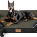CWAWZ XXL Dog Bed for Extra Large Dogs, Giant Orthopedic Dog Bed with Cooling Gel Memory Foam, Waterproof Pet Bed with Removable Washable Cover, 53" Pet Sofa Bed Dutch Velvet with Bone Toy, Black