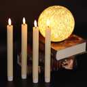 GenSwin Flameless Flickering Taper Candles with 2 Remote Controls and Timer, Real Wax 3D Wick Light Window Candles Battery Operated Pack of 8, Christmas Home Wedding Decor (Ivory, 0.78 X 9.64 Inch)