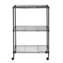 3-Tier Rolling Metal Utility Cart for Kitchen Bathroom, Black