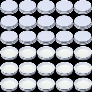 Patelai 54 Pieces 38 mm White Growler Caps Lids, Tinplate Metal Screw Caps with White Filling Glue Fits for Most 1/2 and 1 Gallon Jugs