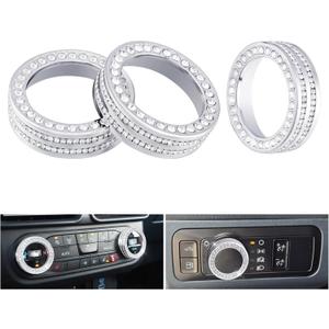 1797 Car Bling Accessories fit for Ford Maverick 2022 2023 2024 Interior AC Air Conditioning Headlight Knob Covers Metal Crystal Decoration Pack of 3