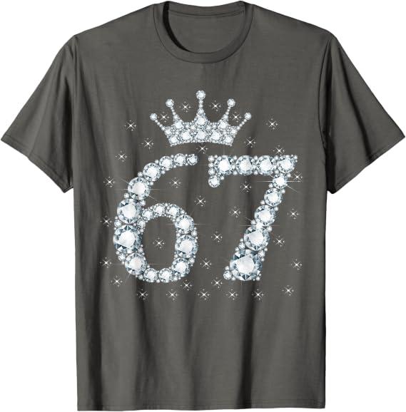 67 Crown 67 Years Old Happy 67th Birthday Girl Women T-Shirt (Gray) XL