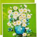 Handcraft 3D Quilling Greeting Card Daisy Flower Design for Him, Her, Friend, Mom, Daughter, Sister for Birthday, Mother's Day, Anniversaries Blank Inside, Includes Envelope, Ready to Gift