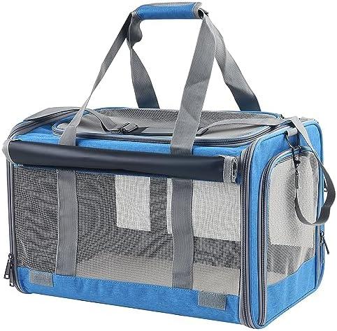 Adkyop Large Cat Carriers Dog Soft Sided Carriers Cat Soft Sided Carriers Airline Approved Kitten Carrier Reptile Carrier Squirrel Carrier Guinea Pig Carrier(Large_Blue)