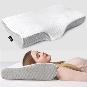 ZAMAT Memory Foam Pillow for Neck Pain Relief, Adjustable Ergonomic Cervical Pillow for Sleeping, Orthopedic Neck Pillow with Washable Cover, Bed Pillows for Side, Back, Stomach Sleepers (Standard(21*14*4.7inches), Light Grey)
