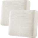 H.VERSAILTEX Super Stretch Individual Seat Cushion Covers - Sofa Couch Cushion Slipcover Sets - Thick Jacquard Textured Twill Fabric - Large (2 Piece, Ivory)
